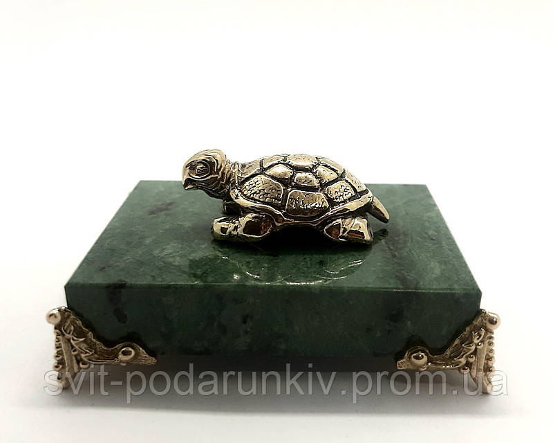 Бронзовая фигурка Черепаха на подставке, оригинальный сувенир - фото 1 - id-p1894482564