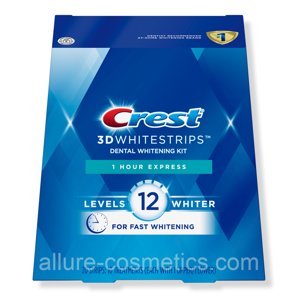 Відбілюючі смужки для зубів Crest 3D Whitestrips 1 hour Express Whitening Kit 10пар (20шт) Level 12