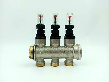 Колекторна балка з витратоміром (лінія подачі) 3 виходи 1" RBM