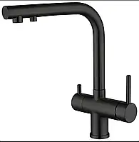 Змішувач для кухні з під'єднанням до фільтра Lamber 9977B Чорний матовий