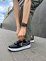 Женские кроссовки Nike Air Force 1 Low Essential Black (черно-белые) низкие стильные на высокой подошве N00106