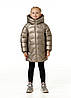 Куртка зимова на екопусі для маленьких дівчаток дитяча пуховик зимовий пальто Zlata Коричневий Nestta на зиму, фото 2