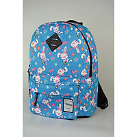 Школьный детский рюкзак с узором для девочки с зайчиками Голубой + зайчик