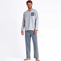 Классическая мужская пижама из хлопка с длинным рукавом Admas 60915