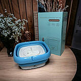 Технологічна розумна міні-пральна машина Folding Washing Machine блакитна, фото 2
