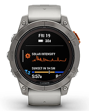 Смарт-годинник Garmin fenix 7 Pro – Sapphire Solar Edition Titanium with Fog Gray/Ember Orange Band, фото 4