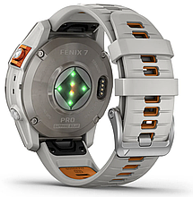 Смарт-годинник Garmin fenix 7 Pro – Sapphire Solar Edition Titanium with Fog Gray/Ember Orange Band, фото 6