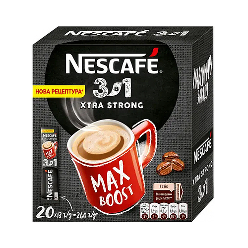 Кофе растворимый Nescafe 3 в 1 Strong, 20 стиков по 13 г. (ID ...