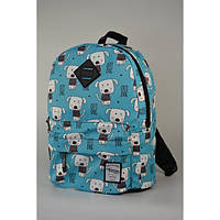 Школьный детский рюкзак с узором для девочки с зайчиками Бирюзовый+ собачки