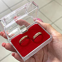 Солідний подарунок пара обручок ювелірний сплав медзолото класичний стиль шириною 2 - 3 мм. у коробочці