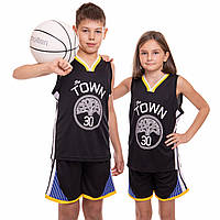 Форма баскетбольна дитяча NBA Golden State Warriors №30 Curry 4311 (зріст 120-165 см, чорна)