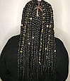 Прикраса для волосся шнур для афро кос дред плетена еластична мотузка в зачіску модна тасьма золотиста, фото 5