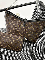 Жіноча сумка-шопер Louis Vuitton Cool Bag Brown екошкіра коричнева 1 відділення + гаманець на ремені LV, фото 6