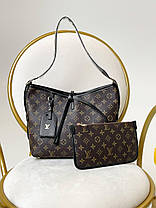Жіноча сумка-шопер Louis Vuitton Cool Bag Brown екошкіра коричнева 1 відділення + гаманець на ремені LV, фото 3