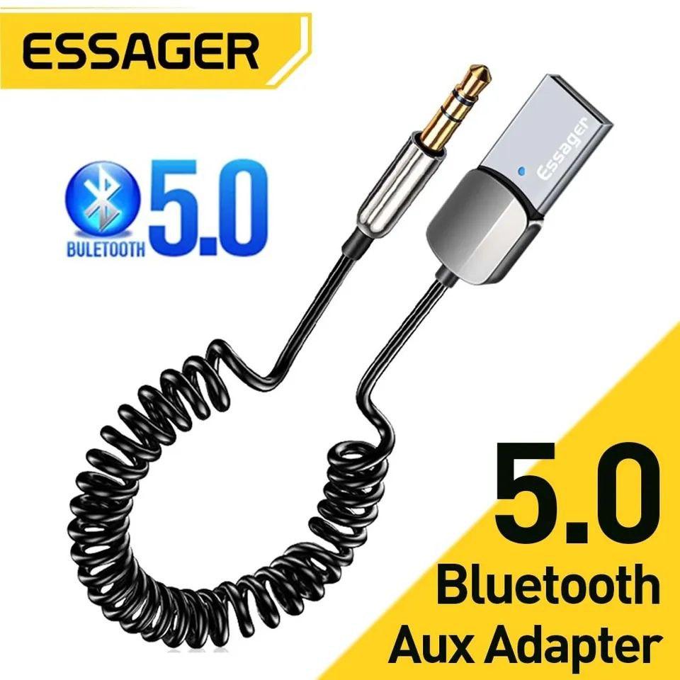 Блютуз адаптер в авто Essager EB01 Bluetooth AUX автомобільний аудіо аукс ресивер для телефон машину usb блютуз трансмітер музика