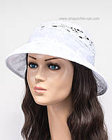Летняя женская шляпа УС с кружевом(лен, коттон, прошва)