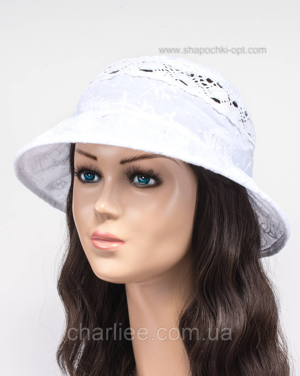 Літній жіночий капелюх Вус з мереживом (льон ,котон,прошва)