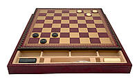 Шахматная доска материал экокожа, размер 35 x 35 см. Цвет красный, золотистый