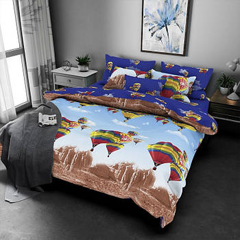 Постільна білизна Королева Ночі (Ранфорс) | Євро комплект | 50х70 | Повітряні кулі, Каньйон