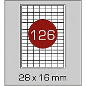 Самоклейки, етикетки самоклейні 28*16 мм — 126 шт. на аркуші А4 (100 аркушів)