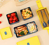 Ланч набір 2в1 з ланч-боксом і ланч бегом Bento Set синьо-жовтий (LB-100141), фото 6