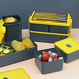 Ланч набір 2в1 з ланч-боксом і ланч бегом Bento Set синьо-жовтий (LB-100141), фото 7