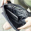 Стильна чоловіча сумка нагрудна бананка SHADOW з еко шкіри чорна містка поясна сумка, фото 8