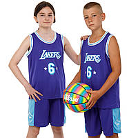 Детская баскетбольная форма NBA Los Angeles Lakers №6 James BA-9970 (рост 120-165 см, фиолетовая)