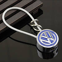 Брелок круглої форми з логотипом Volkswagen, хром/синій