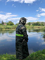 Дождевик плащ "Листья" водонепроницаемый для охоты, рыбалки, туризма. С капюшоном и козырьком