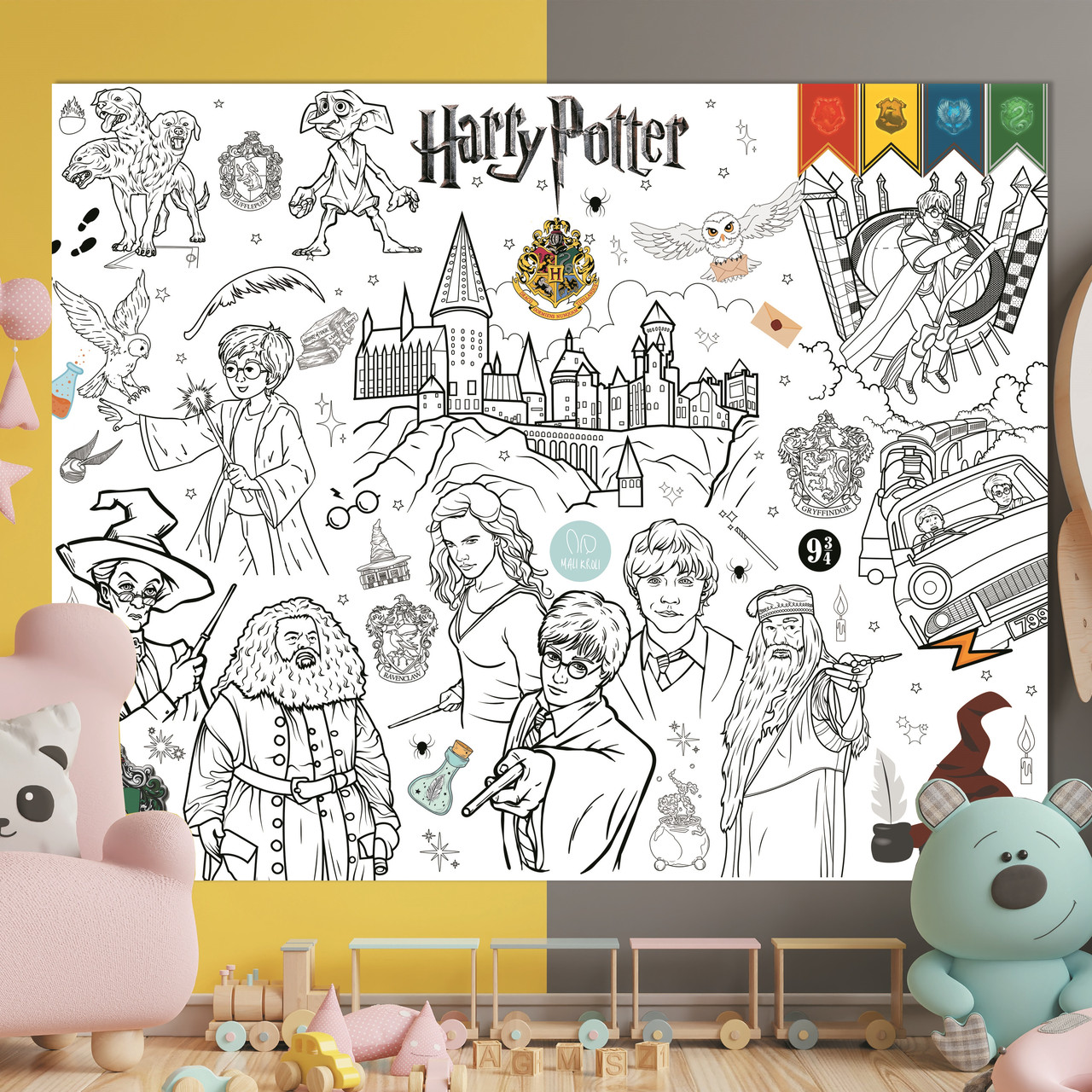 Розмальовка Гаррі Поттер / Harry Potter Мега велика розмальовка набір із фломастерами 120 х150 см