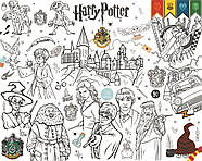 Розмальовка Гаррі Поттер / Harry Potter Мега велика розмальовка набір із фломастерами 120 х150 см, фото 3