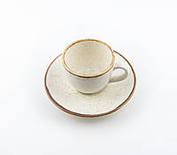 Набір еспресо чашка із блюдцем 12см Porland Seasons Beige 212109 80мл Красива чашка із блюдцем Стильний дизайн