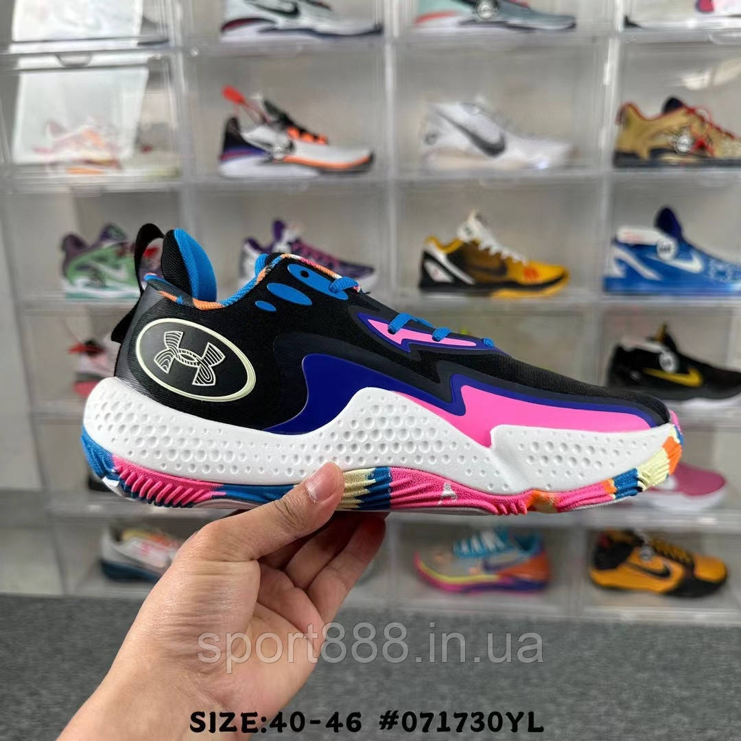 Under Armour Spawn 5 чорно-сині чоловічі кросівки баскетбольні, фото 1