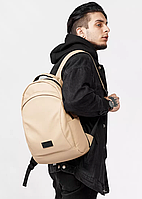Модний рюкзак бежевий для підлітків з екошкіри з відділенням під ноутбук