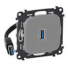 Лицьова панель розетки USB, алюміній, Valena 754757 Legrand, фото 2