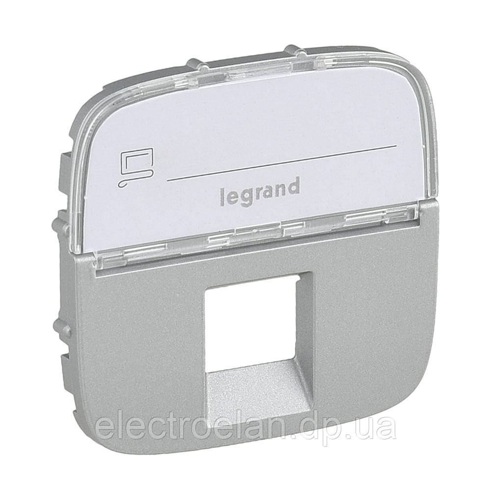 Лицьова панель RJ11/RJ45 з текстом, алюміній, Valena 755477 Legrand