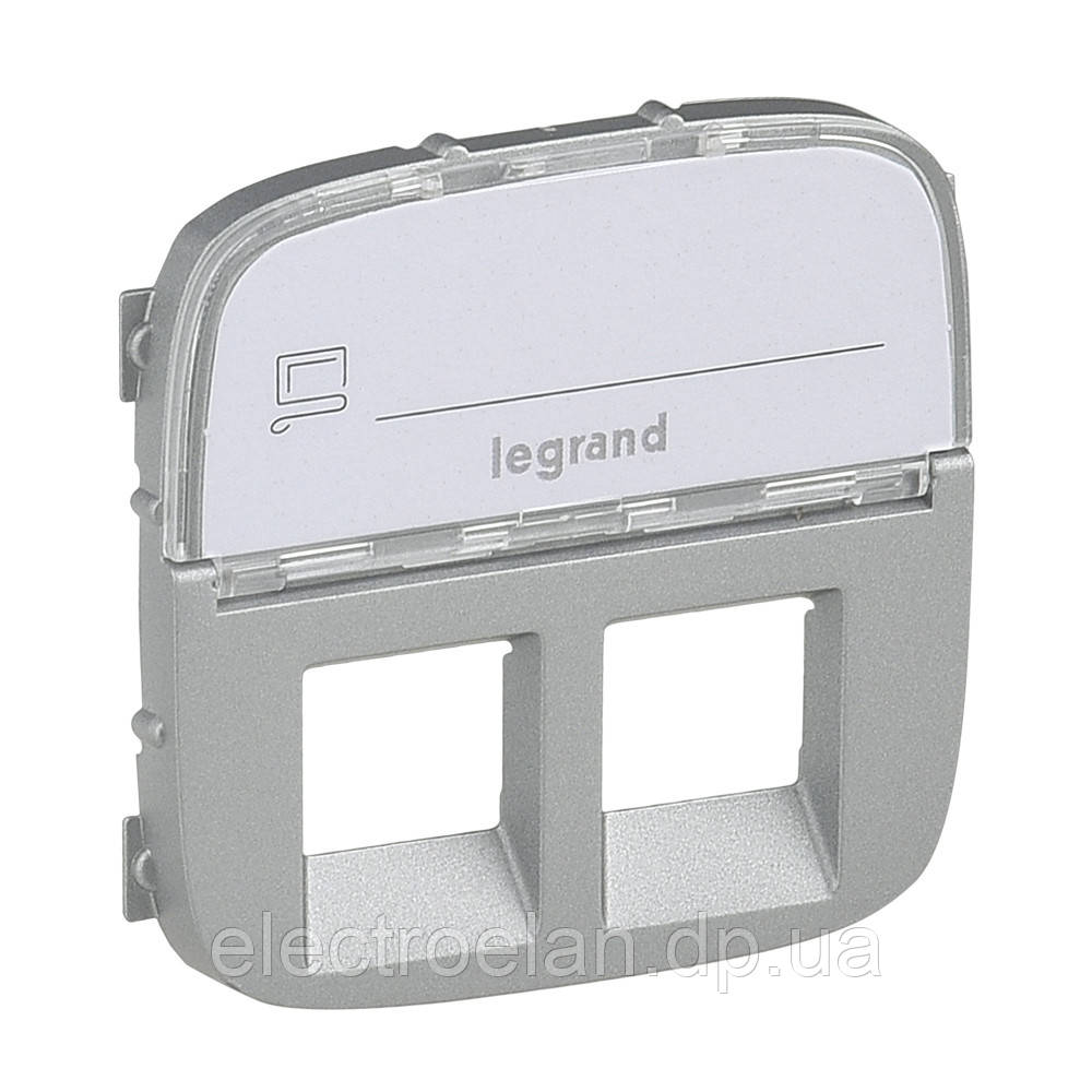 Накладка розетки RJ11+RJ45 підпис, алюміній, Valena 755487 Legrand