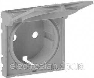 Накладка розетки із заземленням та кришкою, алюміній, Valena 754842 Legrand