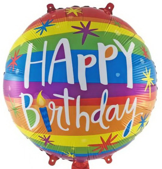 Куля фольгована кругла "Happy Birthday"  Розмір: 18"(45см).