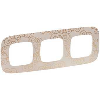 Рамка 3 посту, нарцис золото, Valena 754353 Legrand, фото 1