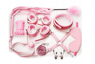 Стильний набір BDSM Trade найвищої якості рожевий 10 елементів