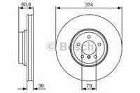 Гальмівний диск BMW 745d/760i E65/66 ''F ''4,4-6,0 ''02-08 BOSCH 0986479R35 ALPINA B7 (E65), BMW 7 (E65, E66,