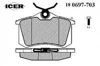 Колодки тормозные (задние) Citroen Berlingo/Peugeot Partner ICER 180697703 AUDI A1 (8X1, 8XK, 8XF), AUDI A1