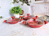 Набор посуды (омлетницы),антипригарн.покр. ручки бакелит. O.M.S. Collection(Турция), арт. 3004 красный