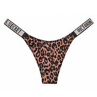 Трусы стринги со стразами Victoria secret Logo Shine Strap Thong Panty M, ЛЕОПАРДОВЫЙ