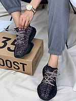 Мужские / женские кроссовки Adidas Yeezy Boost 350 V2 Black Static (Повна рефлективність)