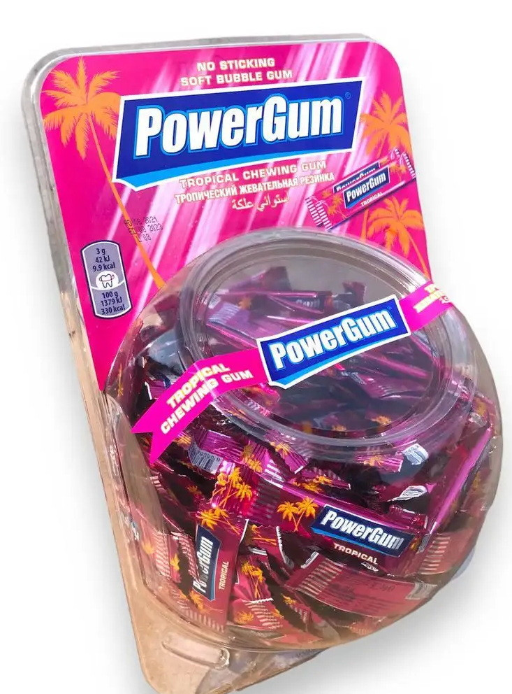 Жевательная резинка Power Gum Павер Гум Мята 300шт Тропик - фото 1 - id-p1890666002