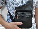 Шкіряна сумка з натуральної шкіри / барсетка слінг месенджер кобура / чоловіча сумочка / багато кишень, фото 7