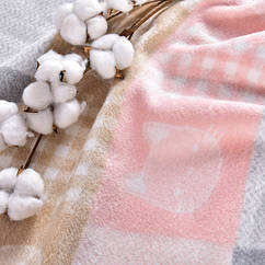 Дитячий плед бавовна 90х120 "Киця" BABY ТM PAPAELLA рожевий